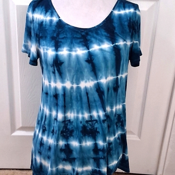 Dante Malan Blue & White Tie Dye Top   Size L - Picture 1 of 15